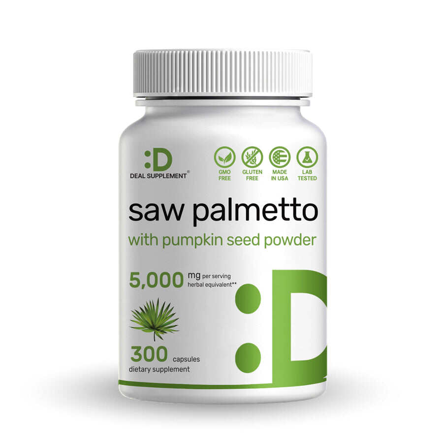 Saw Palmetto 5000mg Pumpkin Seed 300 Capsules hair loss balance DHT