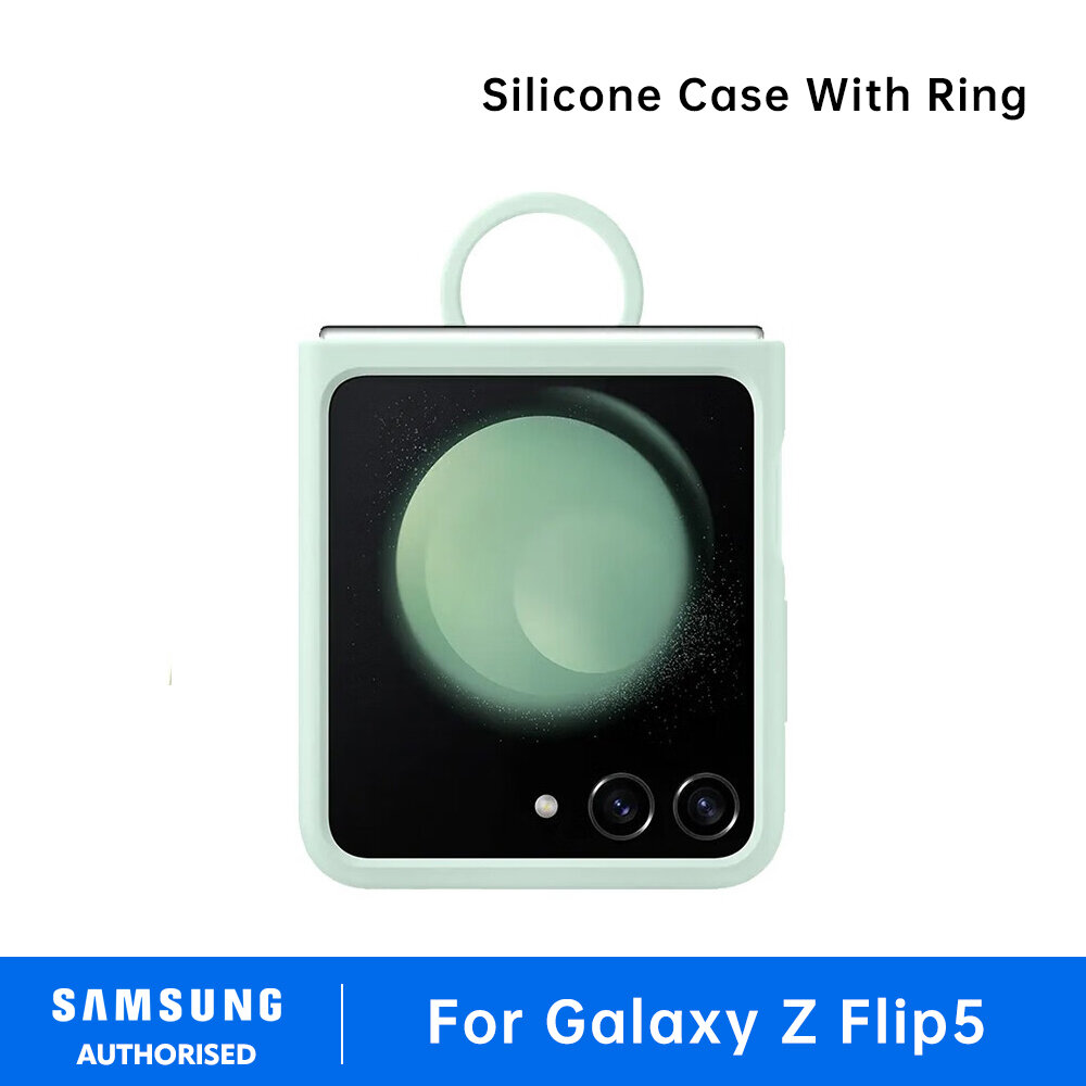 Original Samsung Official Galaxy Z Flip 5 Silicone Case with Ring Silicone Protective Cover Heavy Duty Shockproof For Galaxy Z Flip 5