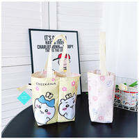 Japanese upgraded version 2.0 cute cartoon Snoopy flip cup bag can hold two drinks milk tea handbag double packing organisers