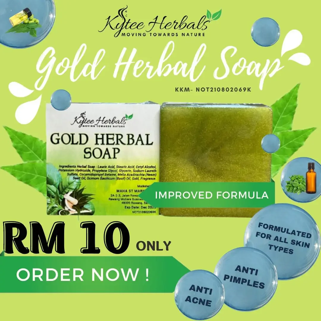 Gold Herbal Soap/ Kytee Herbal/for acne ñ pimples