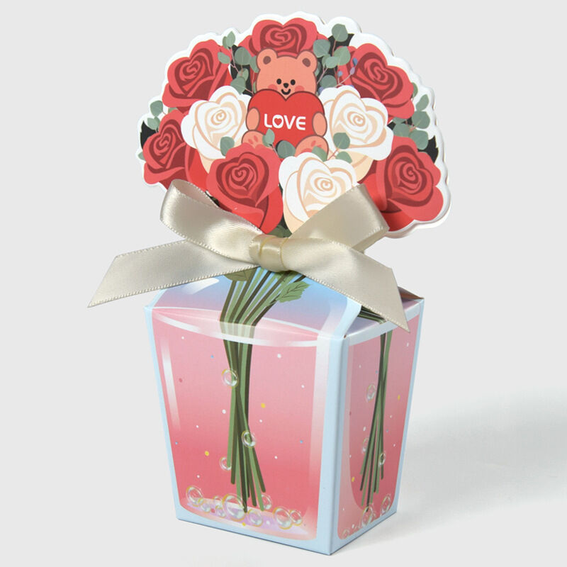 10/30/50Pcs Tulip Flower Theme Cookie Candy Box with Ribbon Gift Packing Box for Kids Birthday Baby Shower Party Decoration