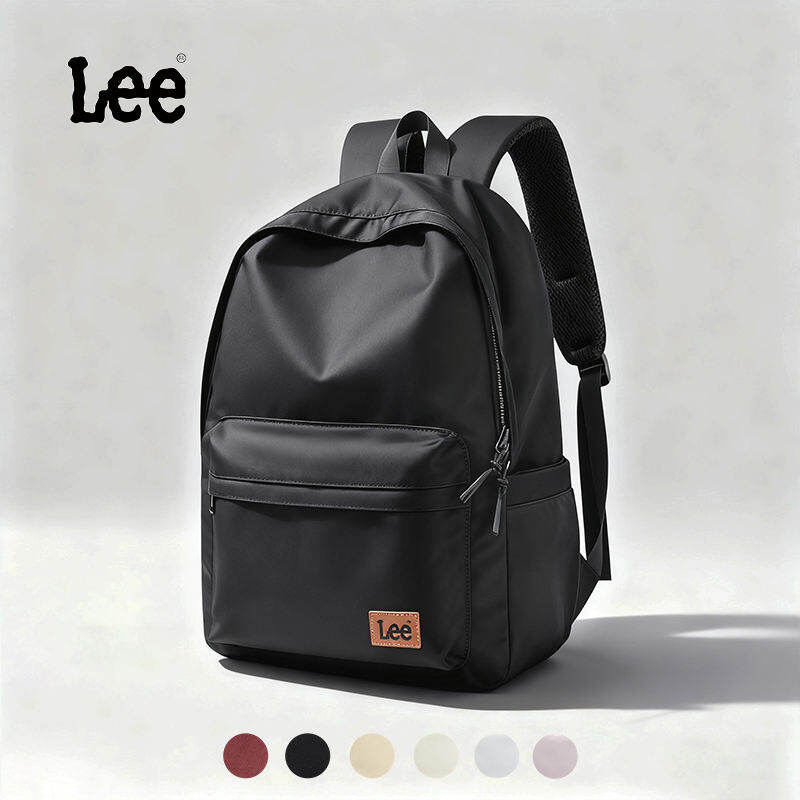 LEE Black Unisex Classic College Student School Backpack For Women Men Waterproof Anti Scratch Oxford School Bag Korean Teenagers Laptop Bag