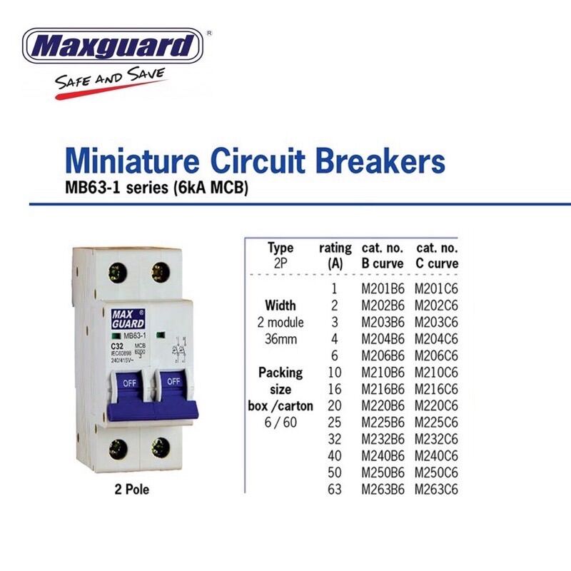 Maxguard Ka Pole Miniature Circuit Breaker Mcb A A A A A A A Lazada