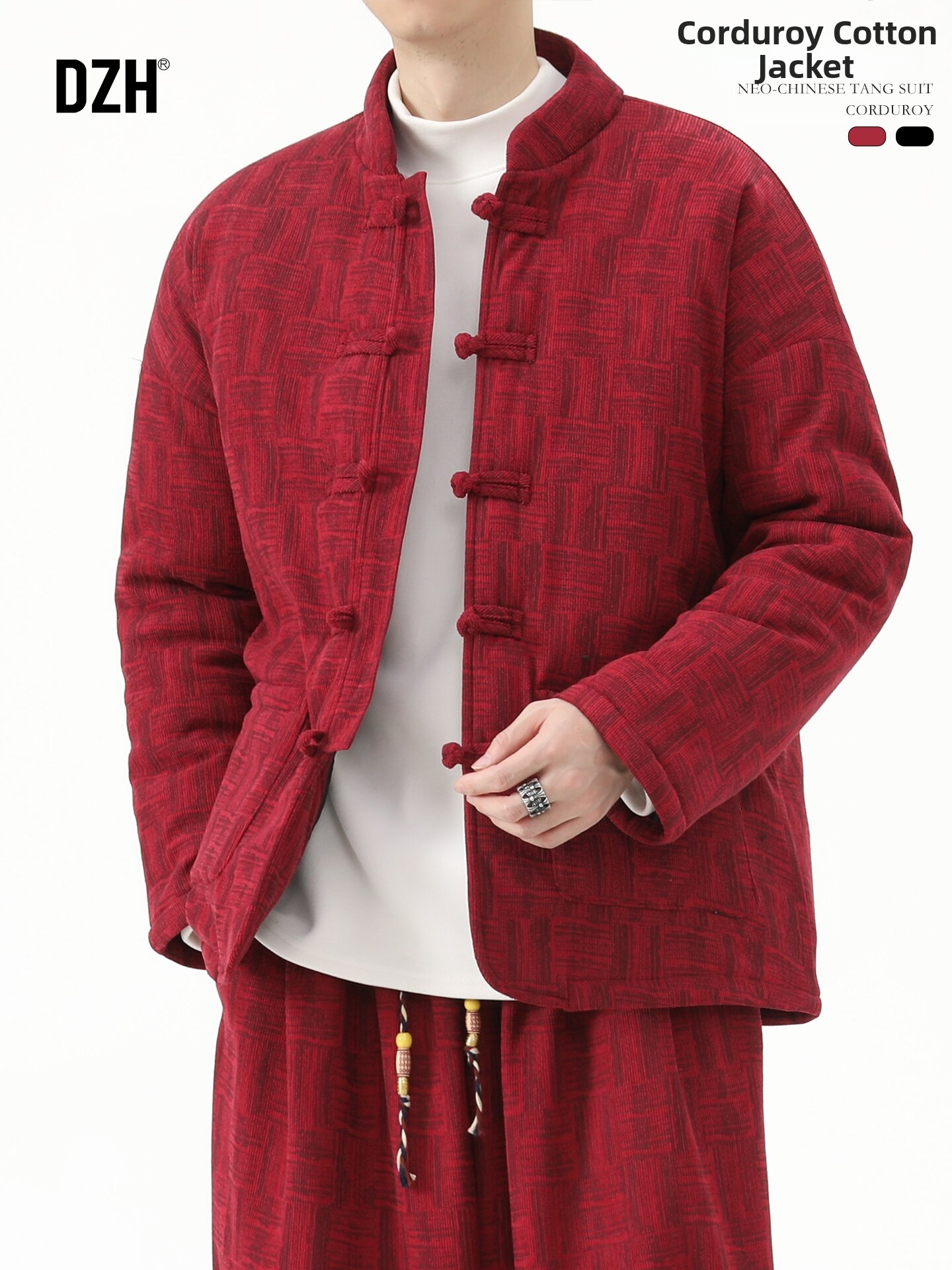 DZH | Red Chinese Style Thicker Corduroy Jacket Harga 266 Ringgit*Penghantaran Percuma