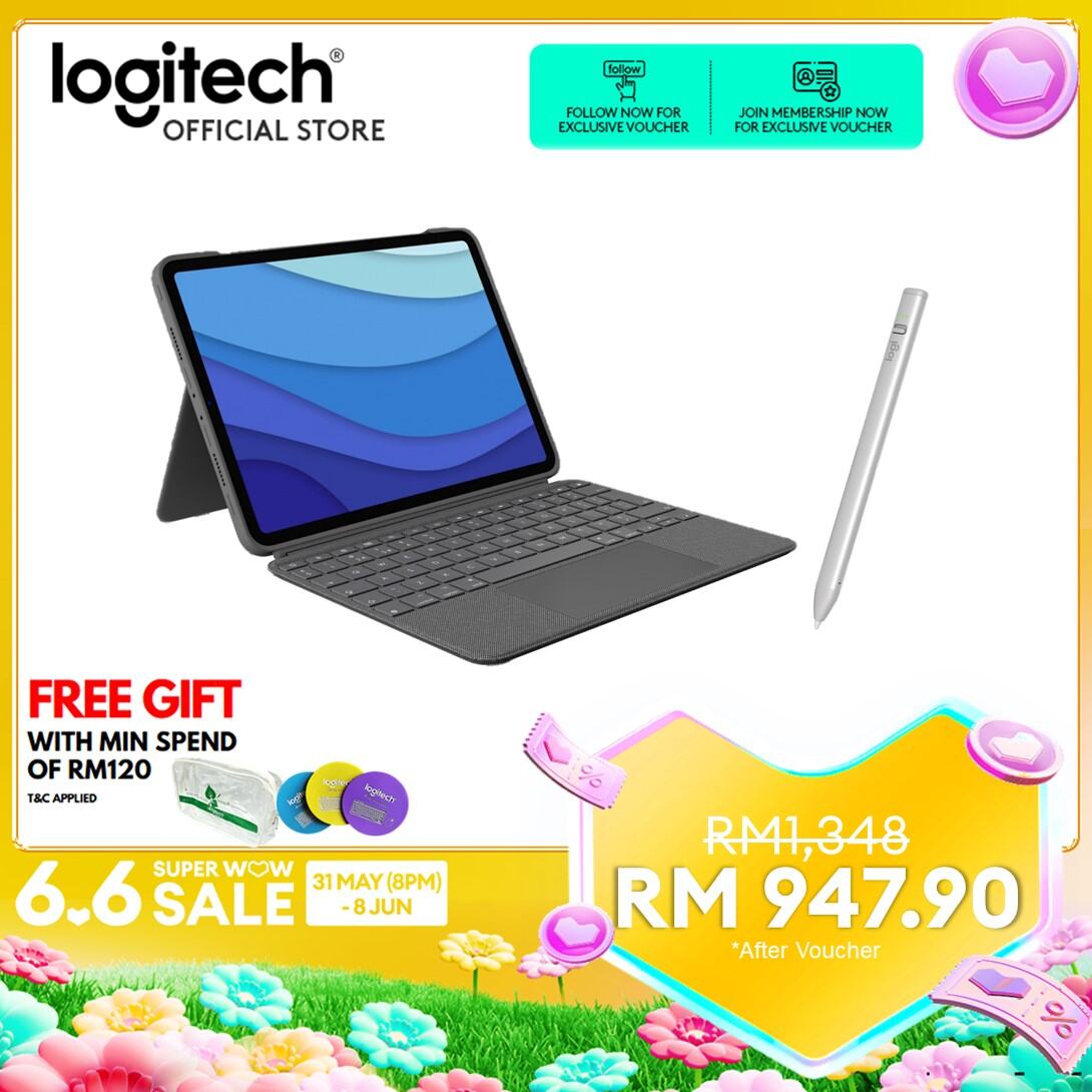 Logitech Combo Touch iPad Pro 11-inch (1st, 2nd, 3rd & 4th gen) Keyboard Case - Detachable Backlit Keyboard, Click-Anywhere Trackpad, Smart Connector