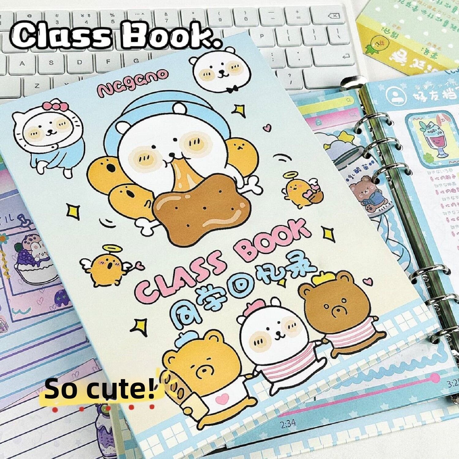 SHAOZEWENHUA | Cute Self-mocking Bear Design Graduation Memory Book for 6th Grade Students