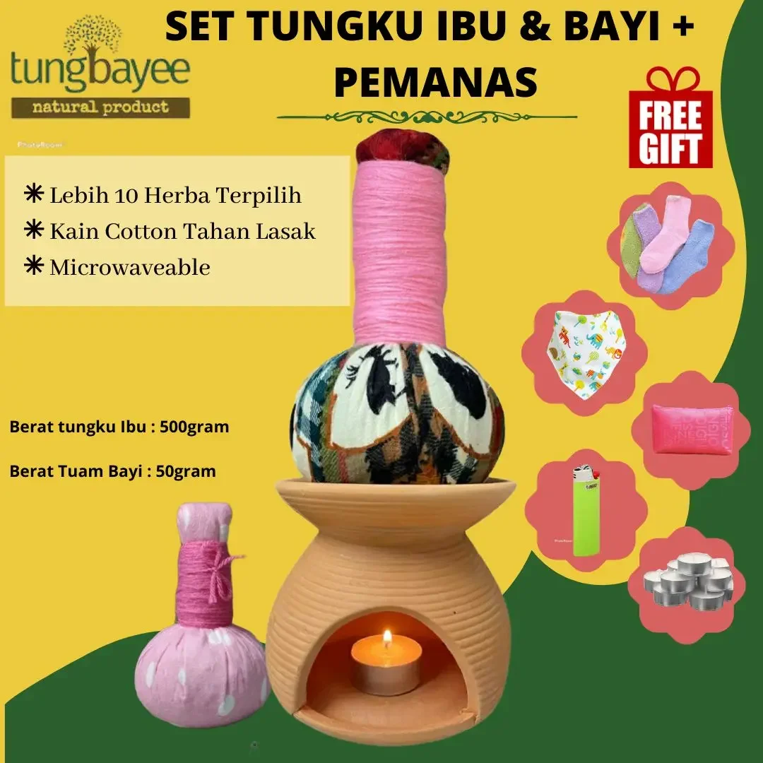 Tuam Herba Bayi/Ibu Tungbayee +Pemanas /tungku burner / Tuam Baby / Tungku Herba Ibu /Tungku dengan Pemanas