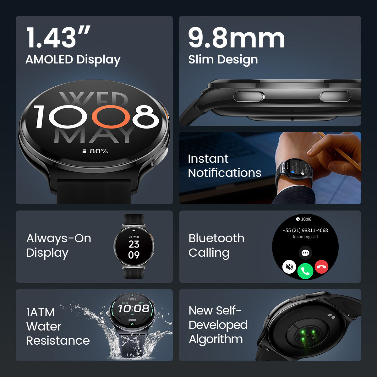 HAYLOU Solar Lite 2 Smartwatch 1.43 AMOLED Display 24h