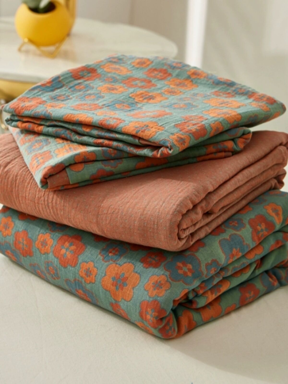 Pure Cotton Floral Embroidery Bedding Set Baby Level Double Layer Gauze Duvet Cover Pillowcase for Single And Double Bed Harga  87 Ringgit*Penghantaran Percuma