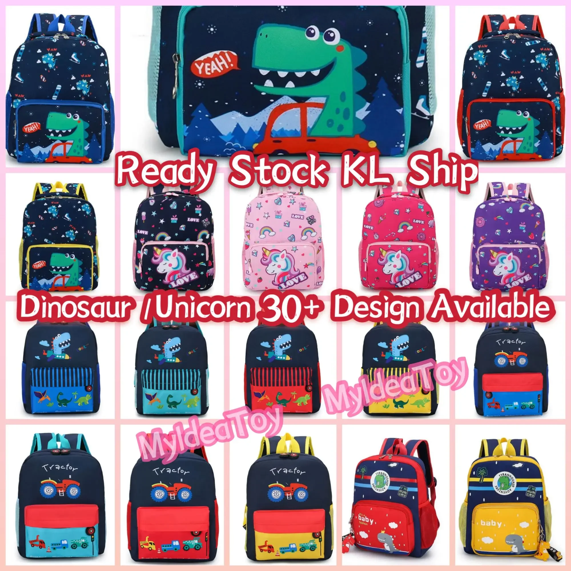 [Ready Stock] Baby School Bag Children Backpack Dinosaur Kids School Bags for Boys School Backpacks