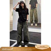 ZHUOCAN | Navy Color Utility Military Straight Jeans