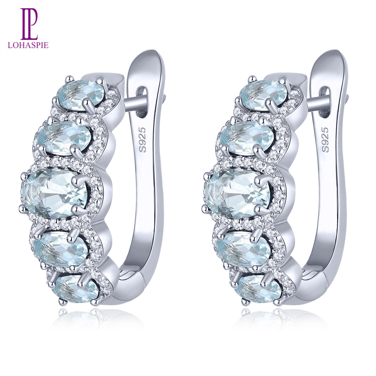 Lohaspie Jewelry Genuine 2.3 Carats Solid Sterling Silver 925 Clip Earring Natural Tanzanite Aquamarine Clip Earring Aquamarine Blue Clip Earring Tanzanite For Women Silver Jewelry ราคา 1,627 บาท*ส่งฟรี