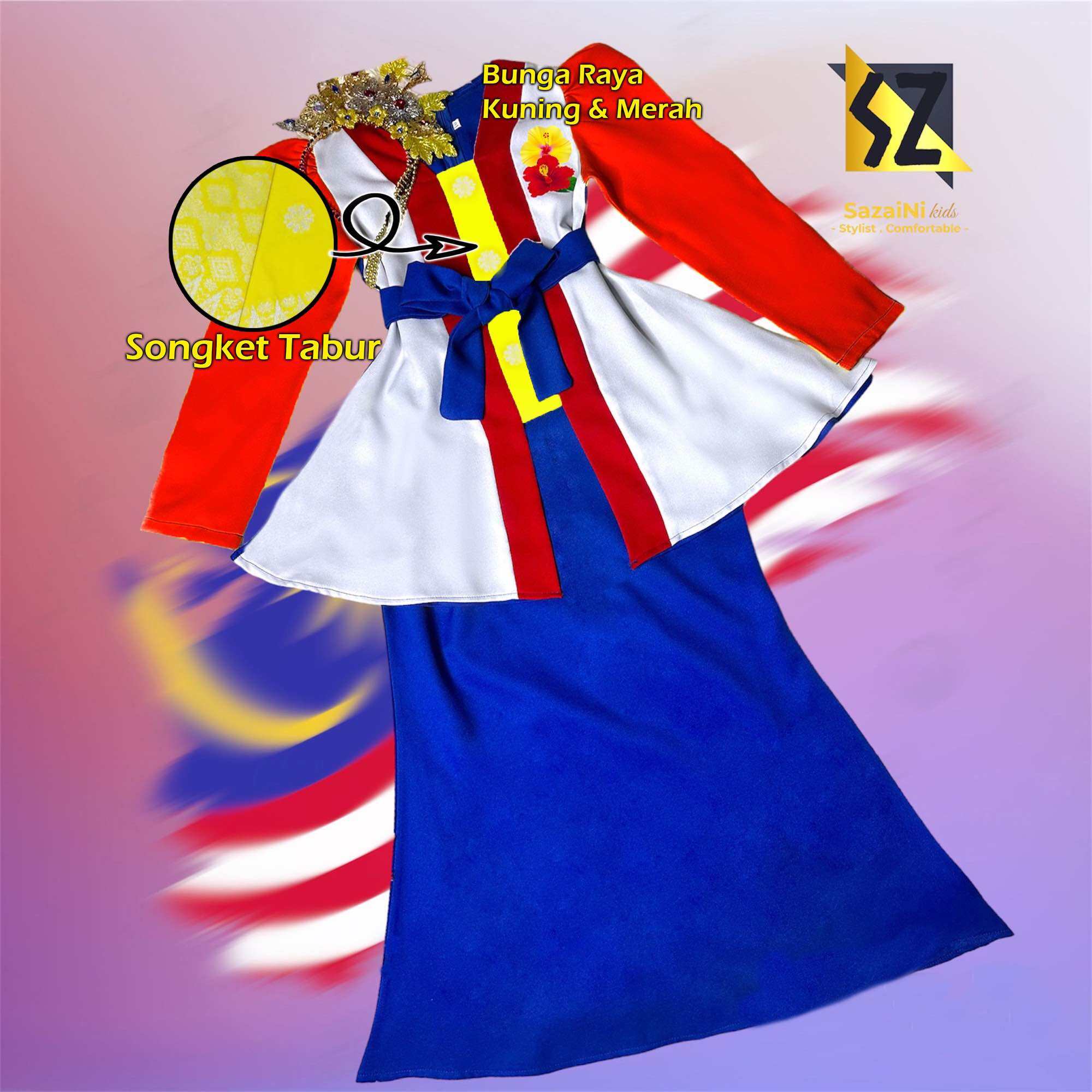 Baju Dress Merdeka Budak Perempuan Bendera Malaysia Jalur Gemilang