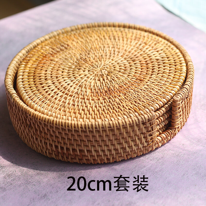 Vietnam Old Rattan Coaster Tea Set Handmade Placemat Table Rattan Mat