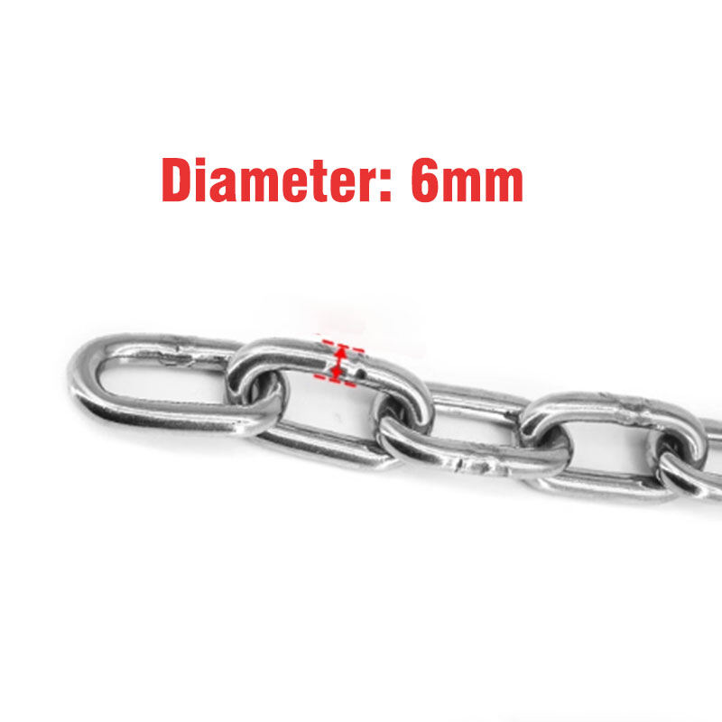 1Meter 304 Stainless Steel Chain Long Link Chain/Short Link Chain Lifting Pet Industry Welded Binding Chain 1.2-8mm Diameter - 13