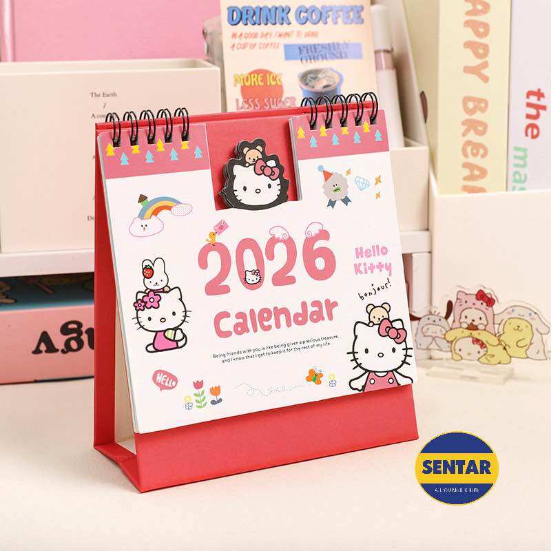 100% Ready Stock Sanrio Flip Calender 2026 Monthly Planner Yearly Notebook 18.5x15cm