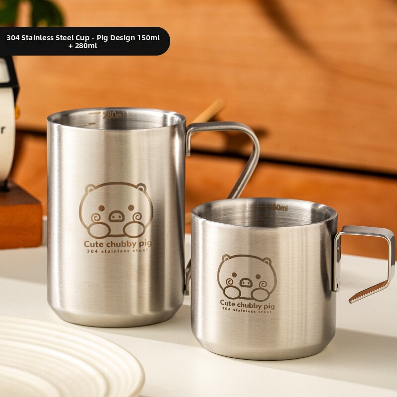 onlycook | Handle Insulated Double-Walled Stainless Steel Children Milk Cup