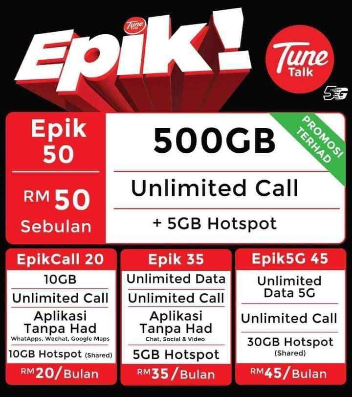 PLAN EPIK TERBARU TUNE TALK