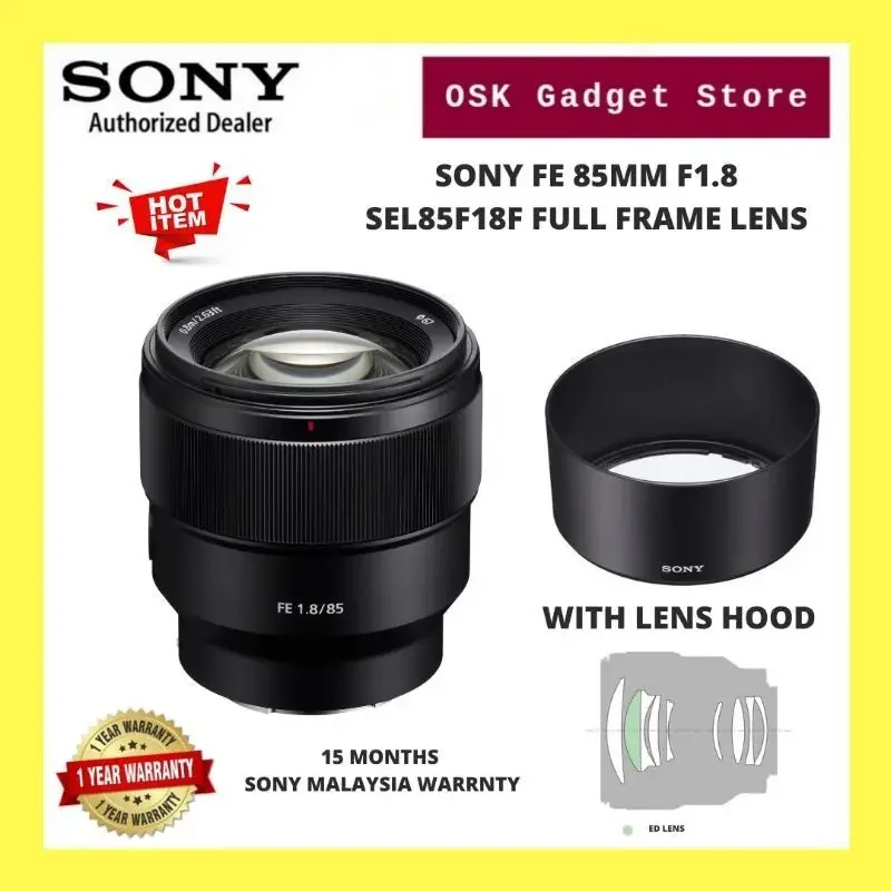Sony FE 85mm F1.8 SEL85F18F Prime Lens For Sony Full Frame FE Mount Mirrorless Camera ( 15 Months Sony Malaysia Warranty )
