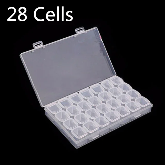 Diamond Painting Tools Sets with 64/56/42/28 Cells Plastic Storage Box Funnel Stickers etc Kit for Diamond Painting Embroidery