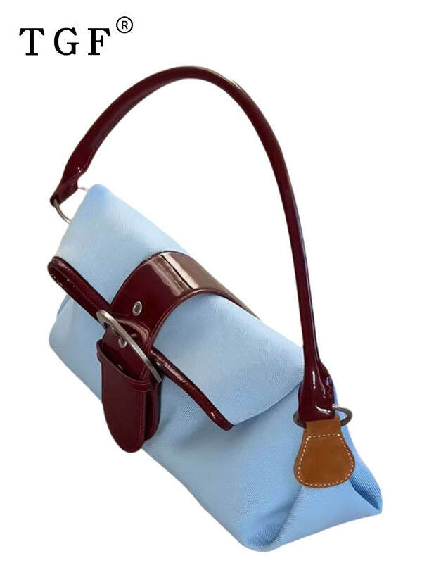Color Block Knitted Leather Women's Handbag Underarm Bag Large Capacity Luxury Fashion Spring 2025 TGF Brand Soft Handle. 