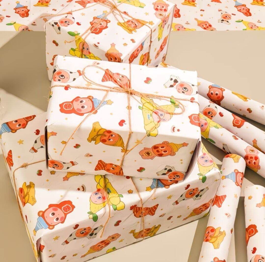 Cute cartoon pattern gift packaging paper ins style high value birthday gift box wrapping paper