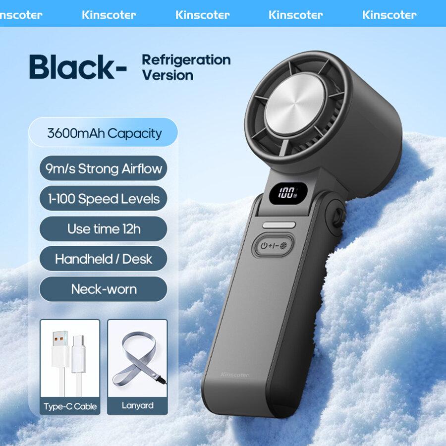 Portable High Speed Cooling Handheld Fan 3600mAh Rechargeable 100 Wind ...