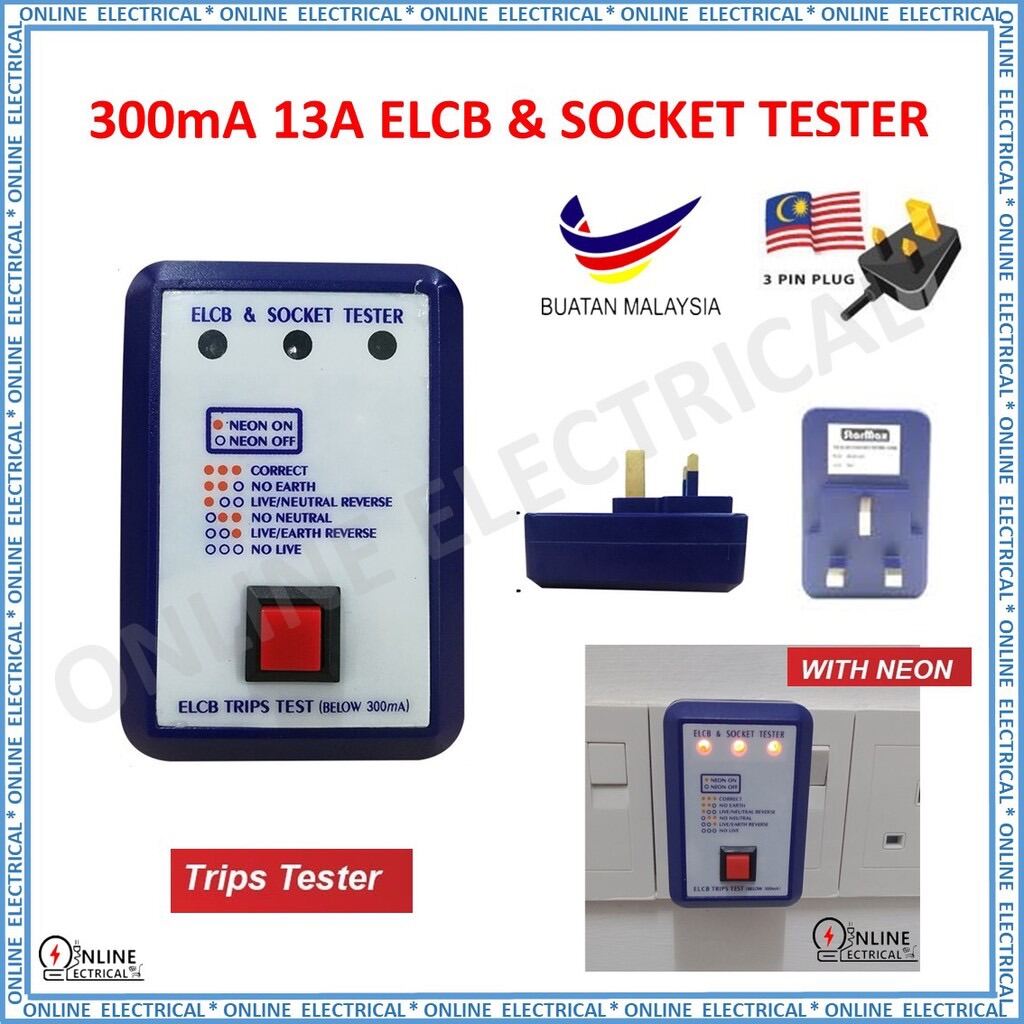 13 AMP ELCB & PLUG SOCKET TESTER / RING MAIN TESTER