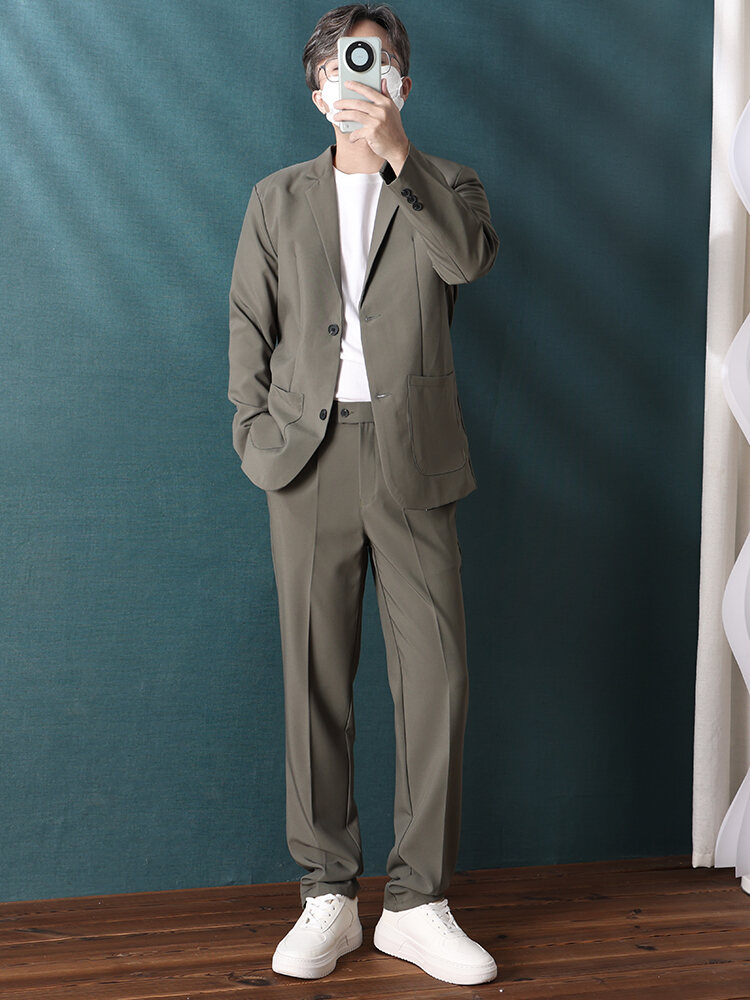 Men's Wedding Suit Set Professional Formal Tuxedo Jacket Straight Leg Pants Best Man Two Piece Set Spring Autumn Wear