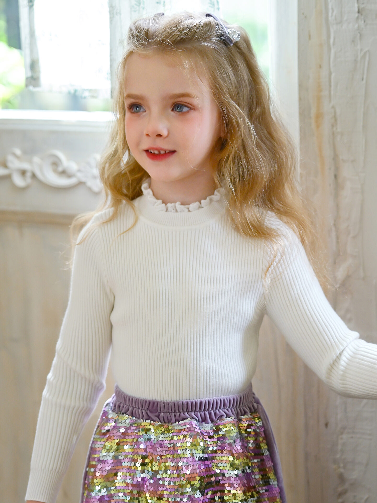 Mood-Boosting Mock Neck Ribbed Design Children's Sweater Harga  169 Ringgit*Penghantaran Percuma