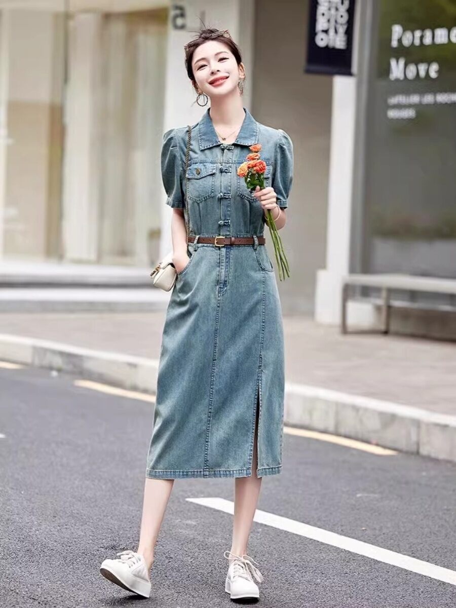 lazada denim dress Vestido light denim de mujer con lazada  Unit  El Corte Ingls