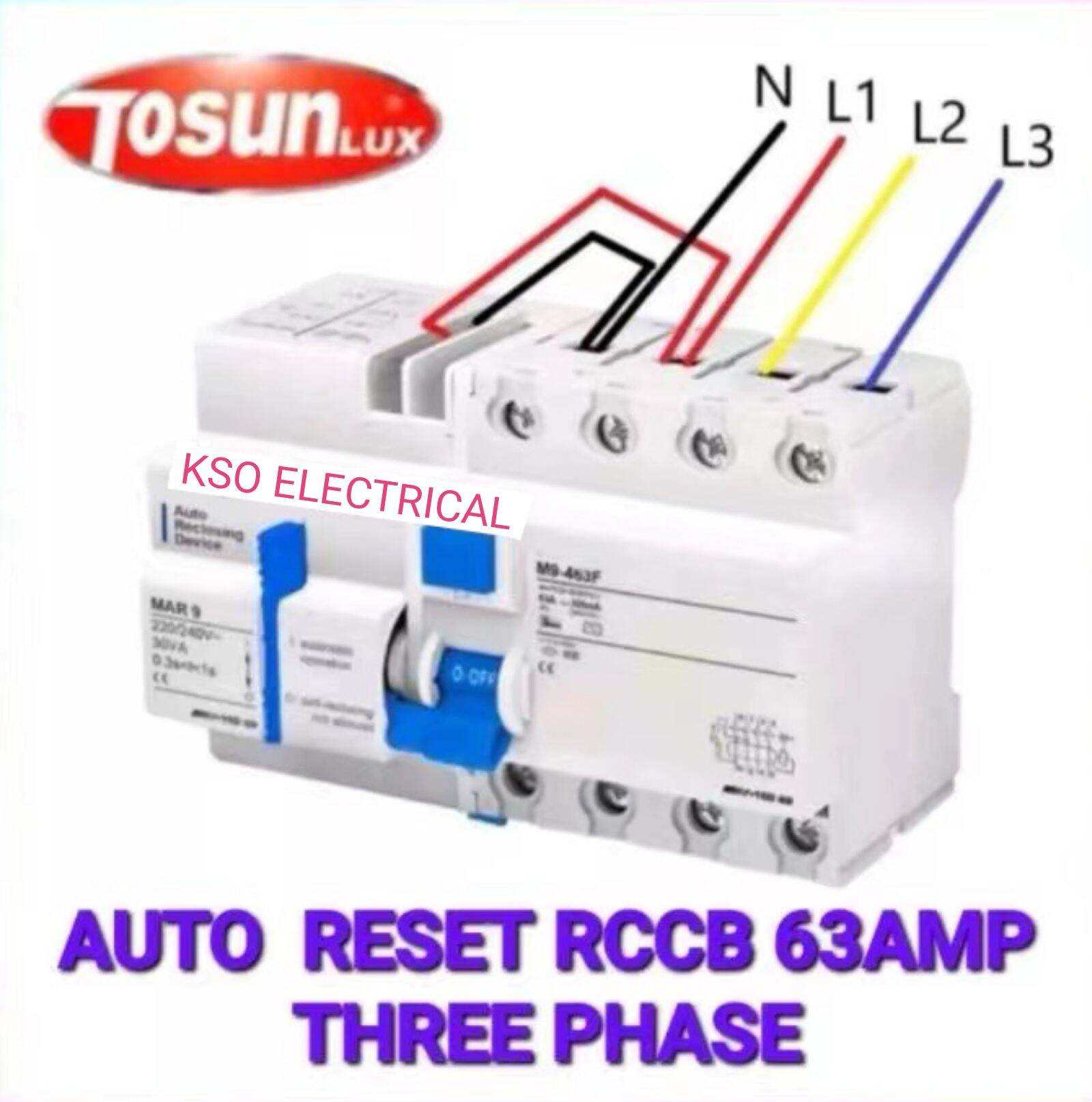 GEYA GRD9L-R+RCCB ELCB Auto Recloser – 4P, AC230V/DC12-48V, 40A/63A, Type C, DIN Rail