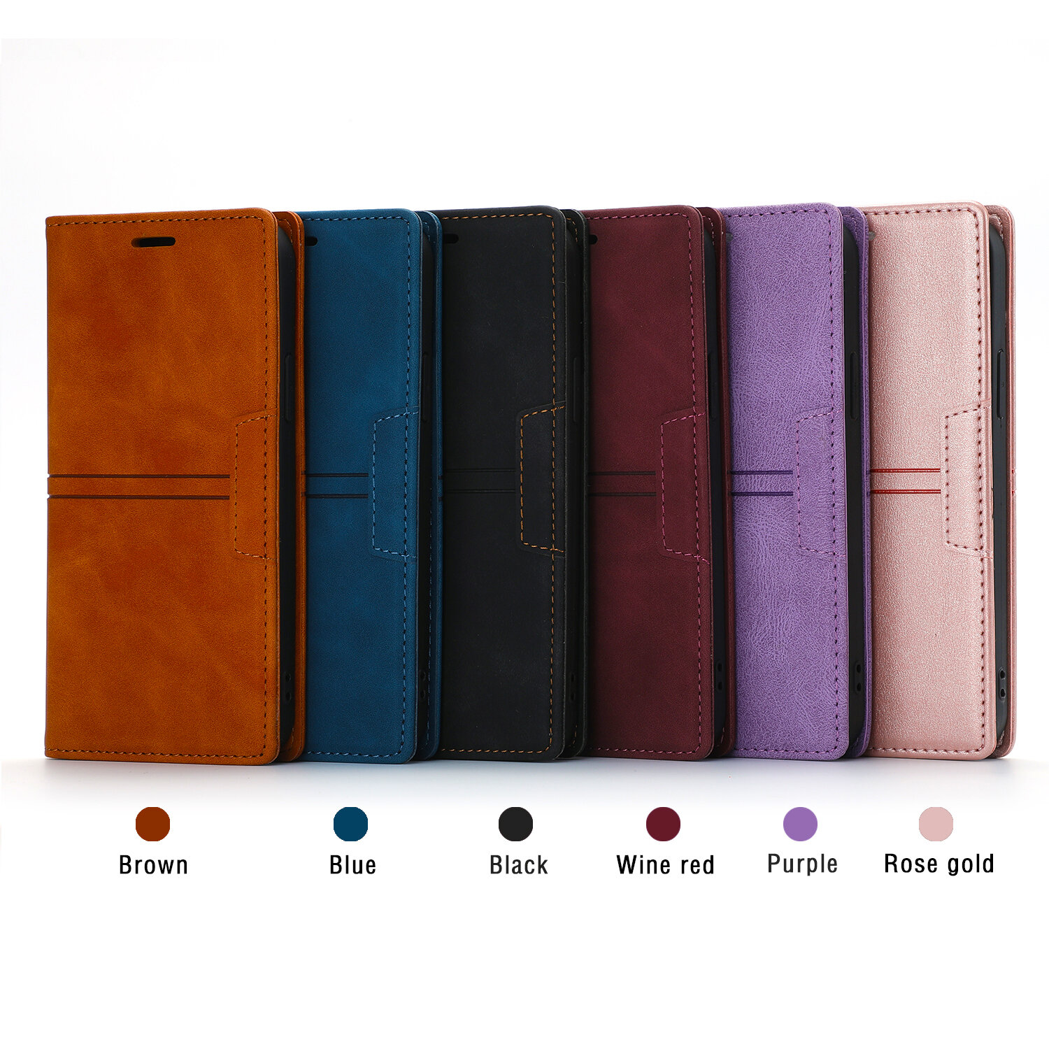 Leather Wallet Phone Case With Magnetic Card Holder For Iphone_voghion.com