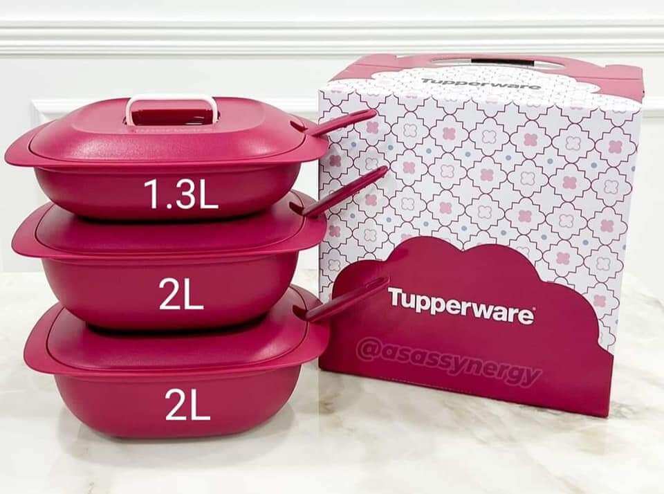 Tupperware Elegant Square & Round Set with Gift Box - Emerald Green