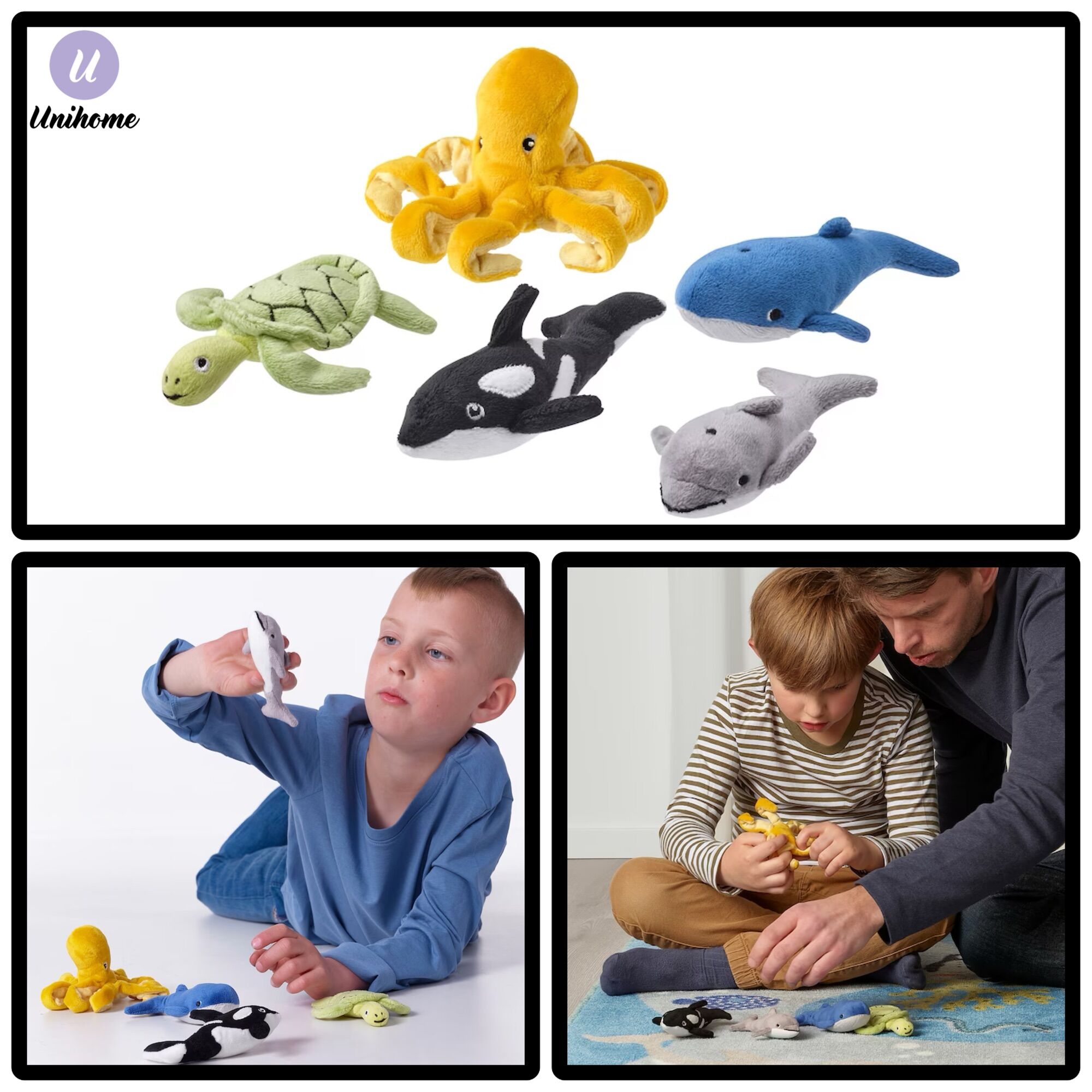 IKEA BLAVINGAD 5-piece soft toy set, ocean animals/mixed colours | Lazada