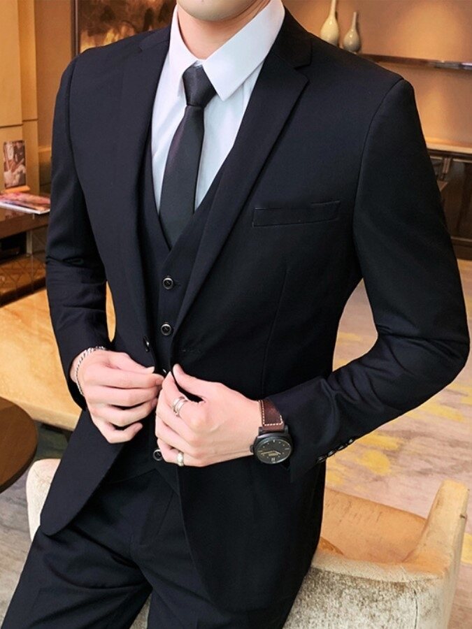 Men's Business Casual Suit Set Standard Fit Wedding Ceremony Youth Fashion City Style Velvet Fabric Four Seasons Universal