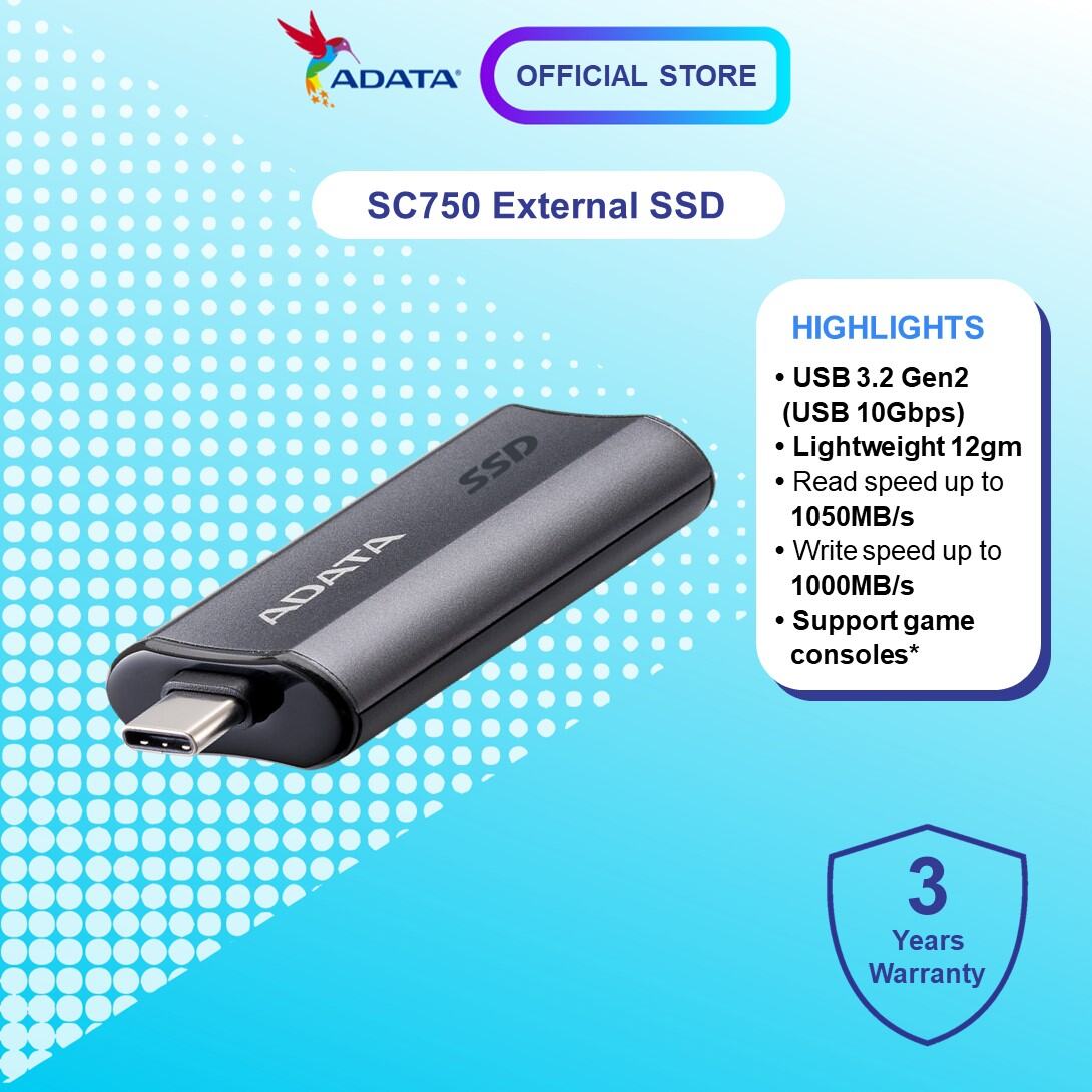 ADATA SSD External SC750 High Speed Read/Write Up To 1,050/1,000