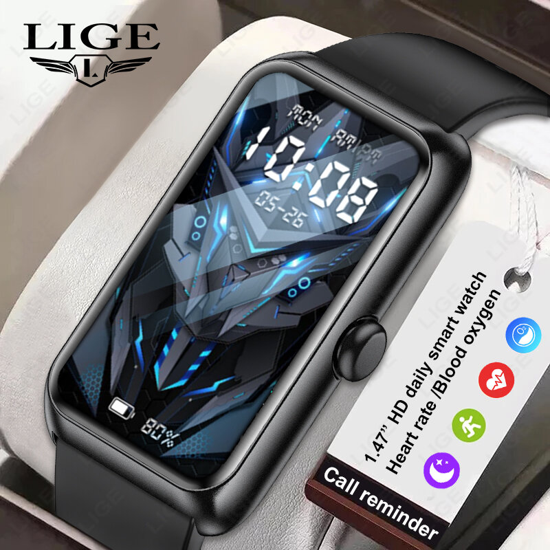  Lige Mới 1.47 "Thiết bị theo dõi sức khỏe thể Thao Vòng đeo tay thông minh đồng hồ nam Heart Rate Máy đo độ bão hoà ôxi trong máu cuộc gọi Bluetooth đồng hồ thông minh Cho Phụ Nữ 