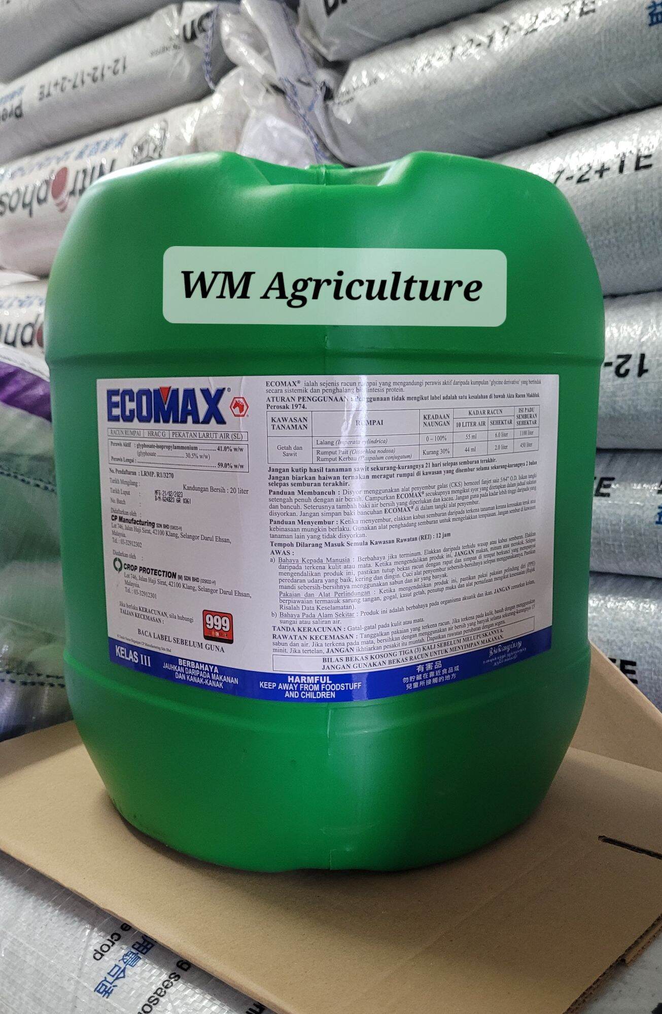 Ecomax 20l Glyphosate 41 Weed Killer Racun Rumput Rumpai Lalang