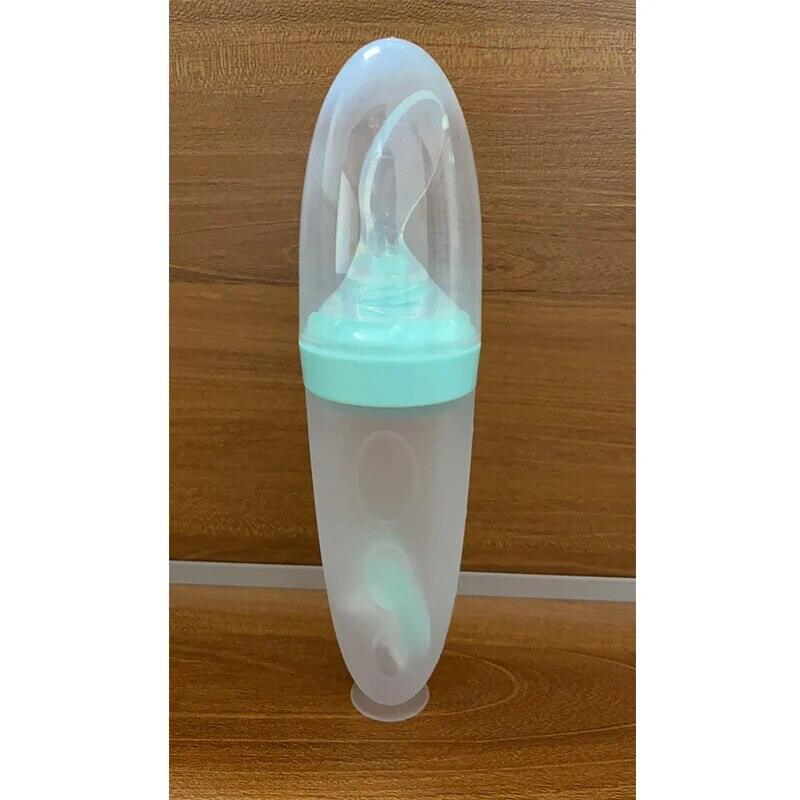 Depressible Silicone Bottle Feeding Safe Baby Feeding Toddler Squeeze Feeding Spoon Milk Bottle Training Feeder Food Supplement