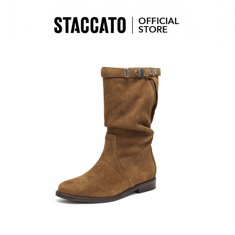 Staccato Women's Western Boots Cowboy Boots Chunky Heel Mid-Length Boots EIL03 ราคา 7,120 บาท*ส่งฟรี