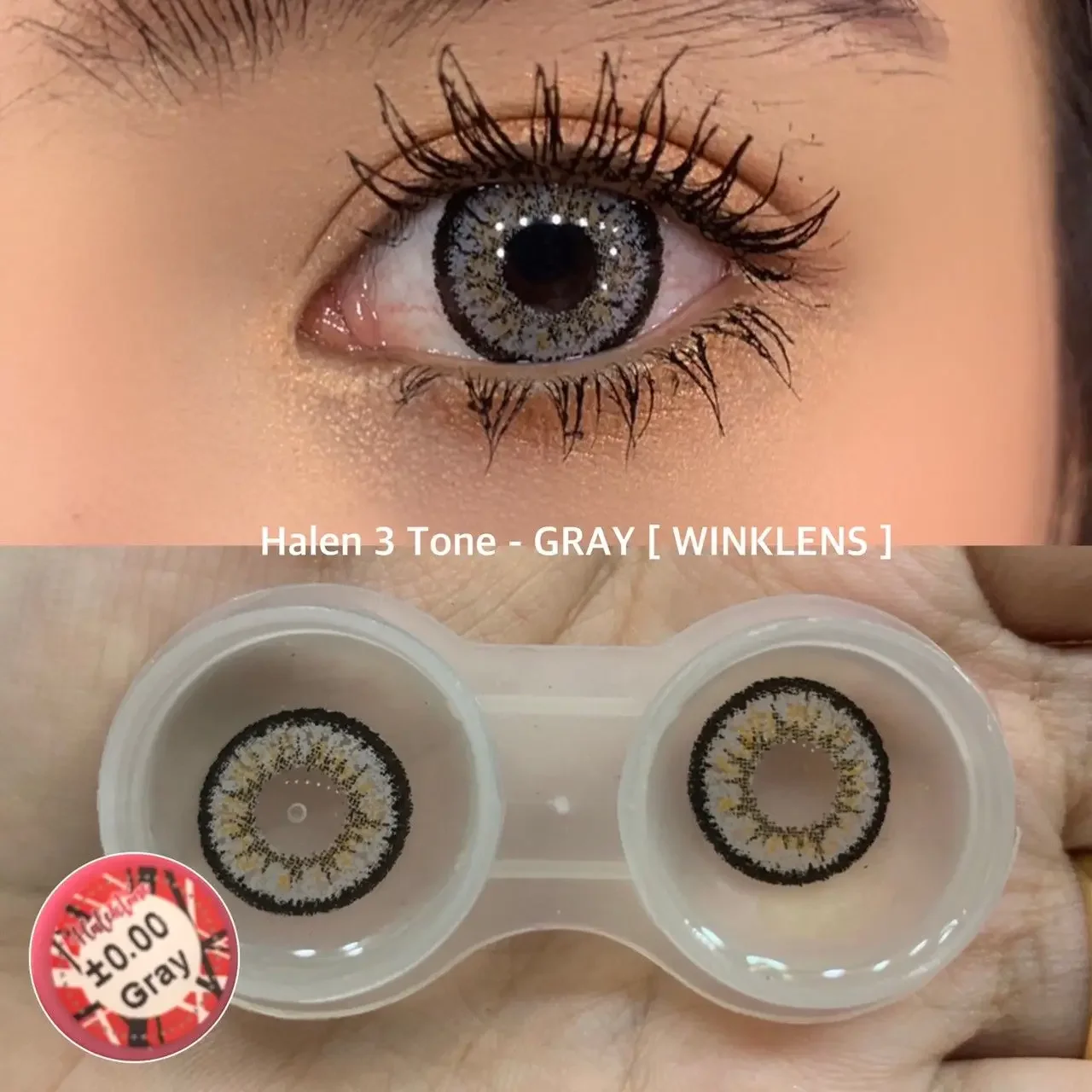 Halen3Tone Gray 15mm Wink Contact Lens Plano