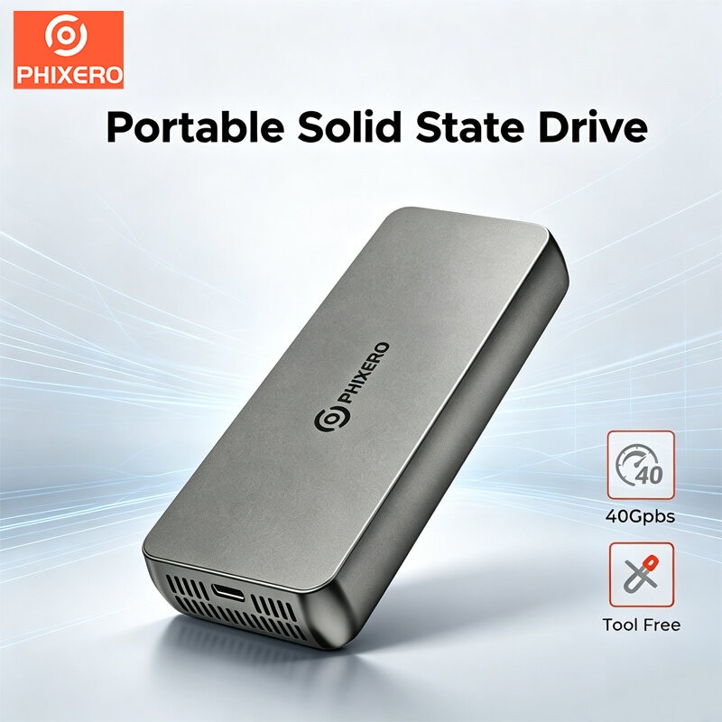 PHIXERO 2TB Portable External SSD 40Gbps USB‑C Portable Solid State Drive 3700MB/s High Speed Aluminum Alloy External Hard Drive for Windows Mac Linux Android ราคา 5,217 บาท*ส่งฟรี