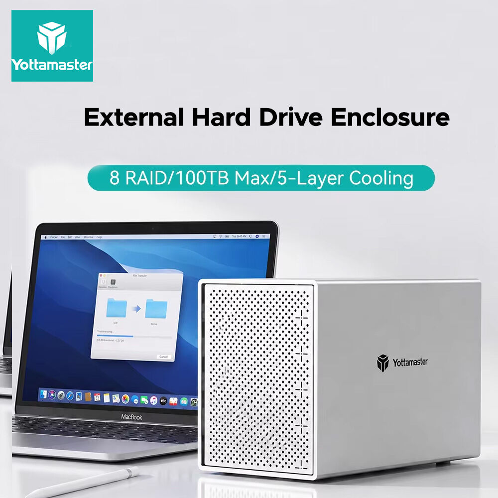 Yottamaster All-Aluminum 100TB MAX 80mm Booster Fan USB Type C External Hard Drive Enclosure for 2.5" 3.5" SATA HDD SSD Storage ราคา 4,207 บาท*ส่งฟรี