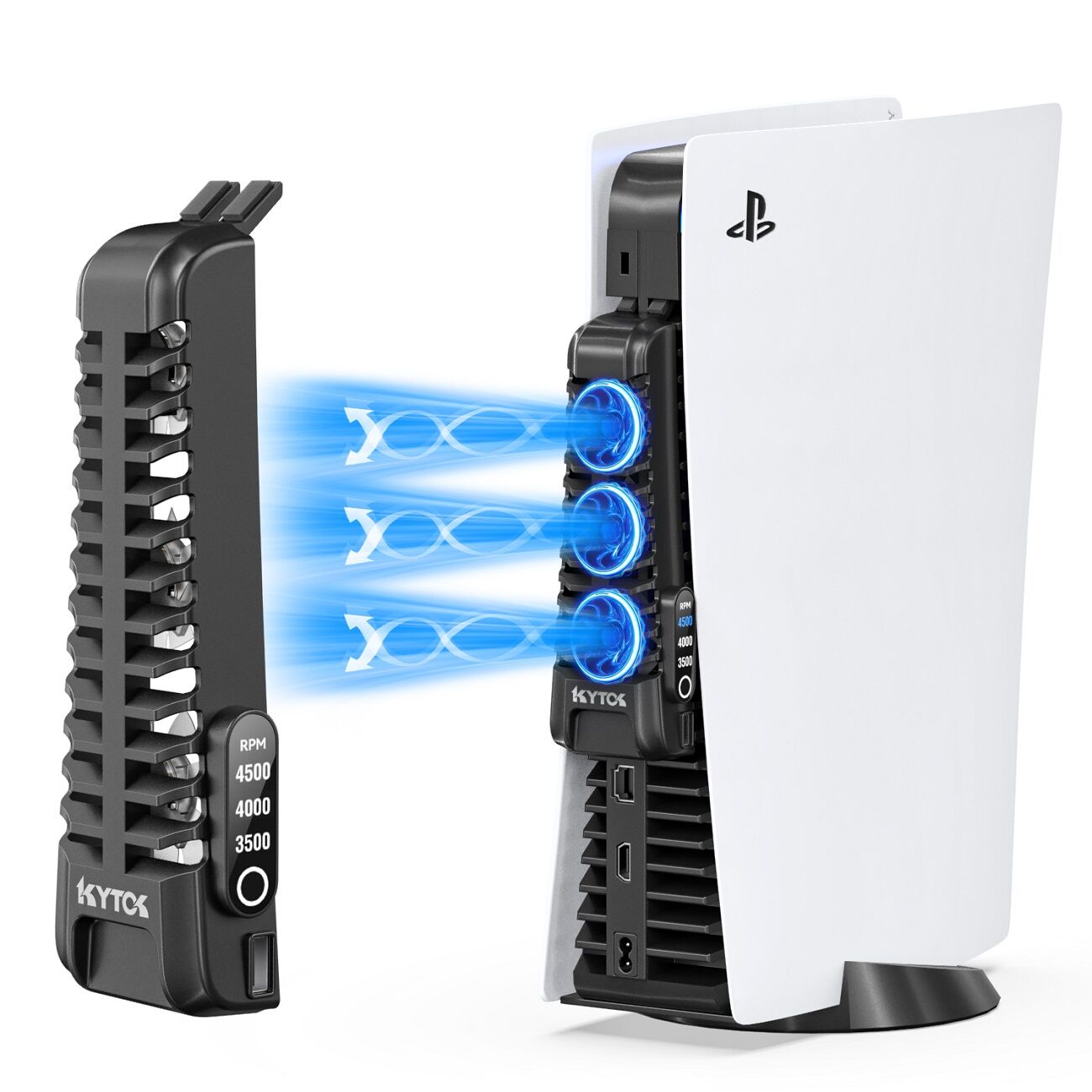 IINE PS5 Slim Cooling Fan, Silent Enhanced Cooling Fan For PS5 Slim Digital/Discs Edition, Quiet Cooling System For PS5 Slim With 3 Fans/USB 3.0 Port, PS5 Slim Cooler Accessories