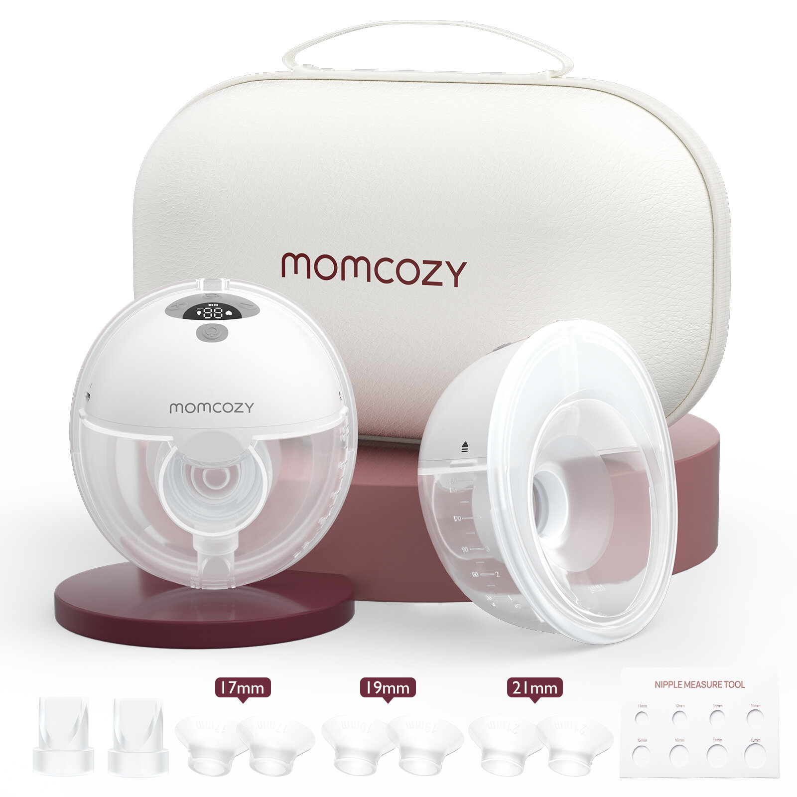 Momcozy เครื่องปั๊มนมแม่แบบแฮนด์ฟรีสำหรับสวมใส่ M5หน้าแปลนซีลสองชั้นสำหรับ Comfort เหมือนเด็กทารก3โหมดและดูด9ระดับปั๊มไฟฟ้าแบบพกพา-24มม.