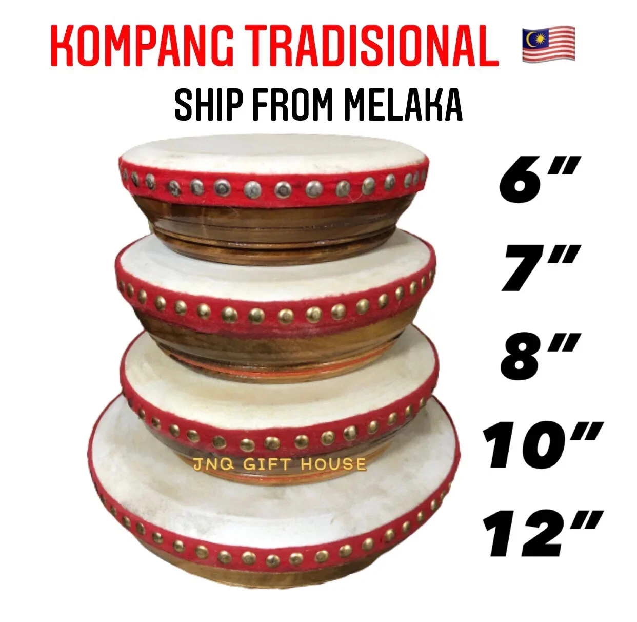 [READY STOCK🇲🇾] Kompang Tradisional Asli Melayu Kompang Kulit Kambing Alat Muzik Persembahan Buatan Kampung Traditional Malay Drum Musical Instrument