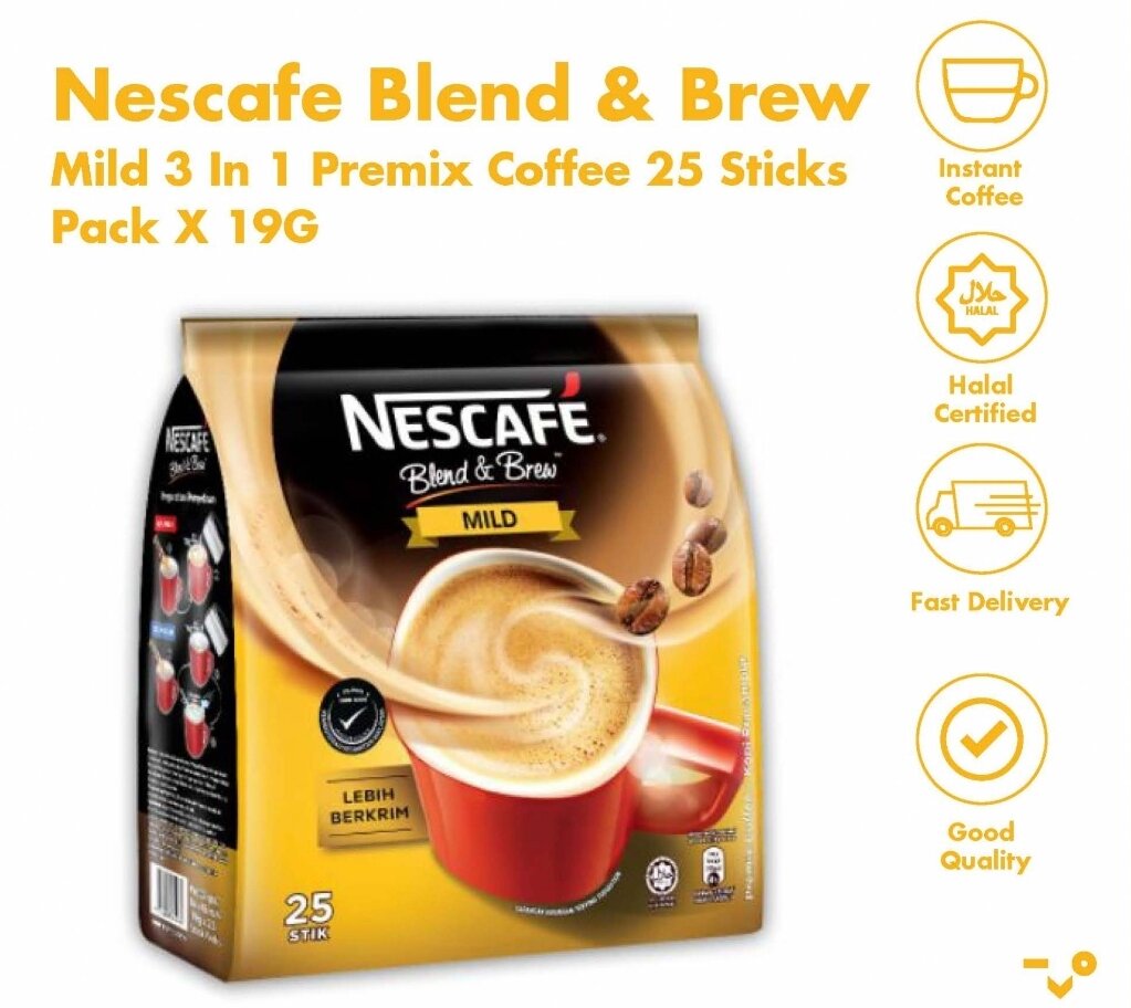 Nescafe Blend and Brew Instant 3 in 1 25 Sticks X 18g Premix