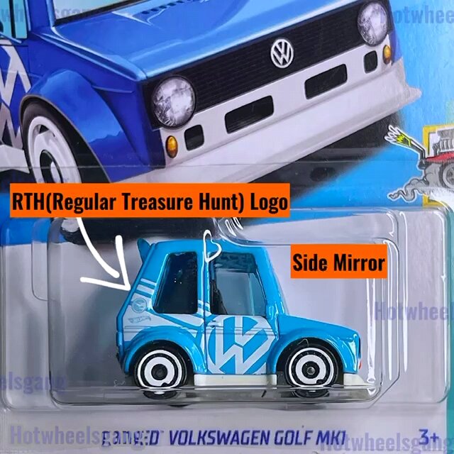 Hot Wheel Tooned Volkswagen Gold MK1 RTH Sky Blue Model Hot Wheels