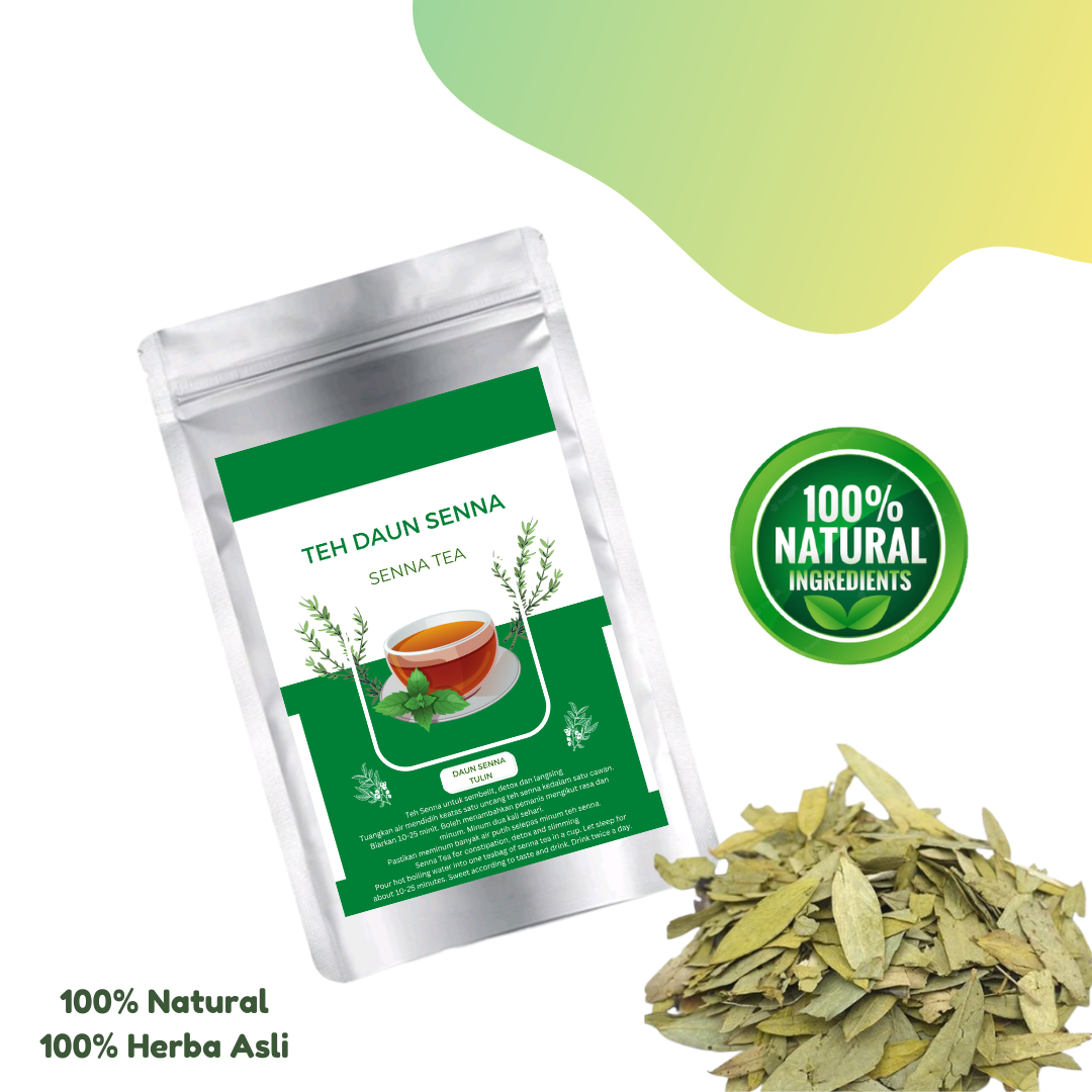 Kemasan Baru Teh Daun Senna Tulin 20/30 Uncang Untuk Sembelit, Detoks